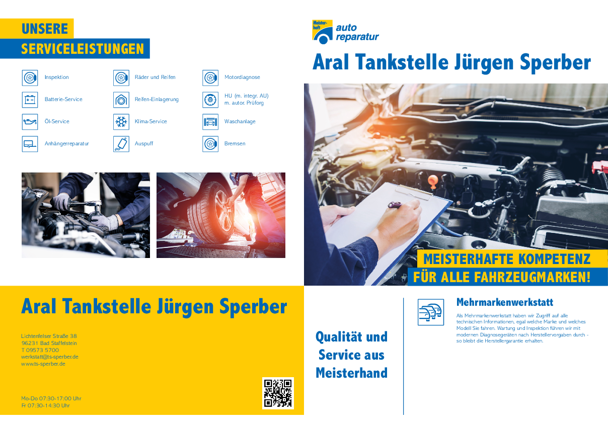 Werkstattprospekt von Aral Tankstelle Jürgen Sperber Bild von Werkstattprospekt von Aral Tankstelle Jürgen Sperber